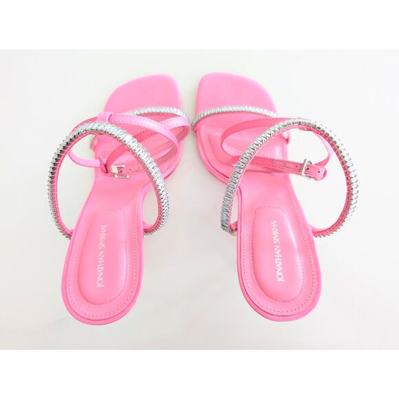 Authentic Jonathan Simkhai Pink Luxon Crystal Harness Sandals Sz 8.5 Party Heels - Picture 5 of 11